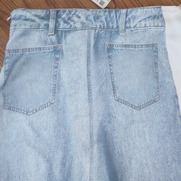 ZARA Satin Effect Denim Print A-Line Skirt - LARGE - Picture 12 of 12